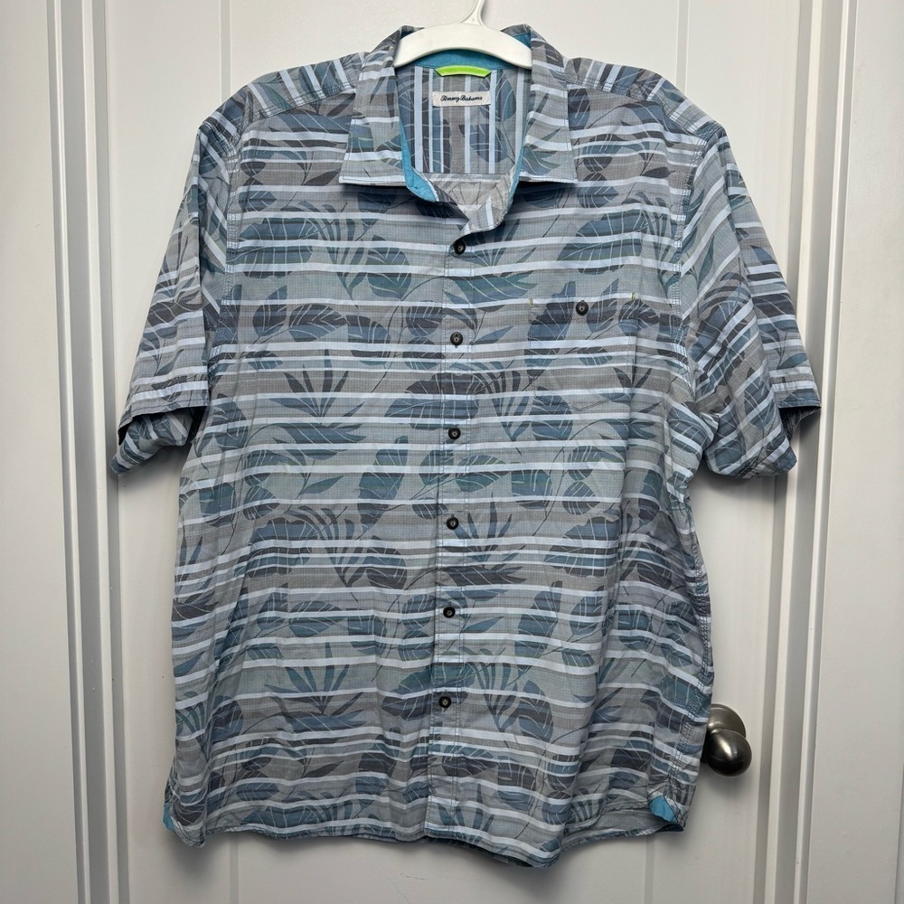 Tommy Bahama Men's Playa of Paradise Button Up Shirt Blue Tropical Floral XXL